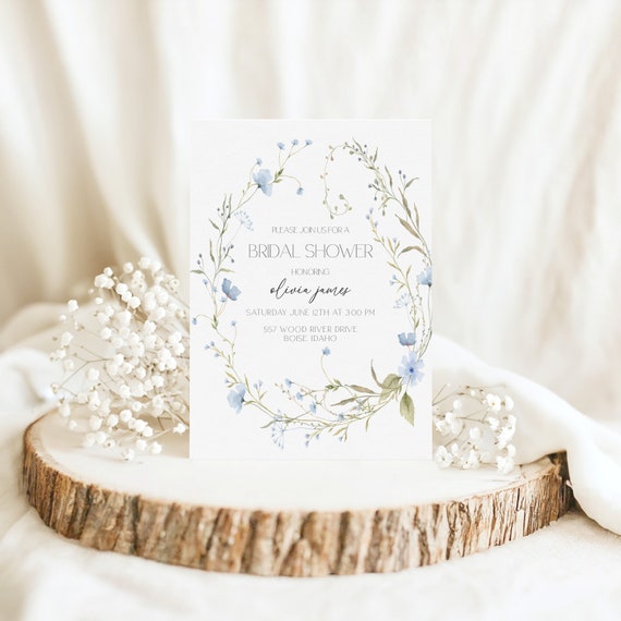 Delicate Floral Bridal Shower Invitation | Printed & Shipped