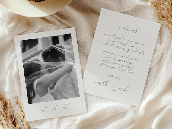 Modern Handwritten Elopement Announcement Cards | Printed & Shipped