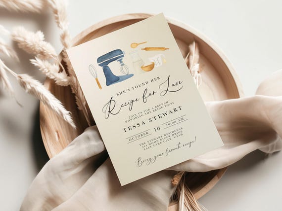 Professionally Printed | Recipe for Love | Bridal Shower Invitations
