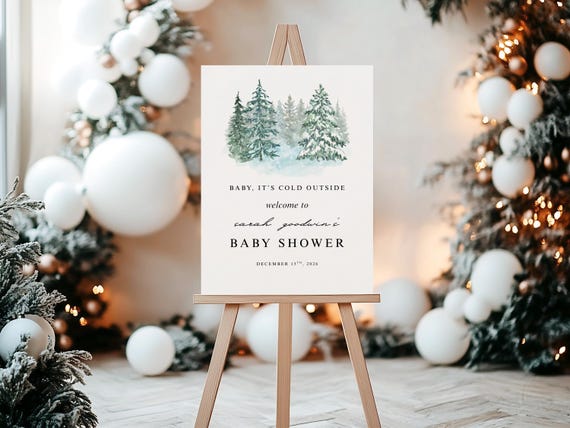 Baby It’s Cold Outside Baby Shower Welcome Sign | Winter Baby Shower Decor | Printed Foamboard Sign