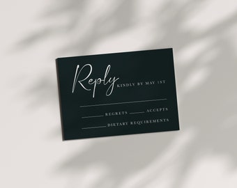 Modern Green Wedding RSVP Cards | Traditional or QR Code Cards | Printed & Shipped