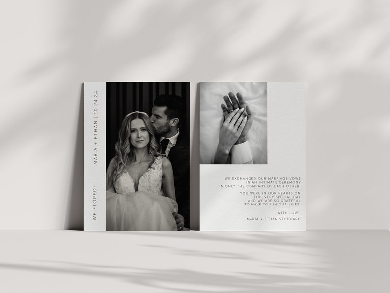 Chic Elopement Announcement Cards Printed & Shipped image 2