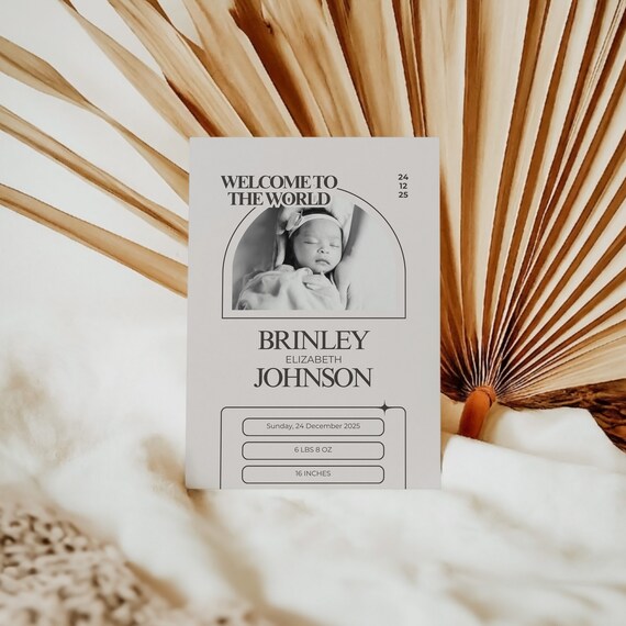 Modern Style | Birth Announcement | Printed & Shipped