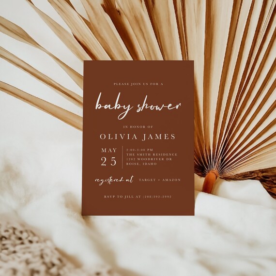 Simple Modern Baby Shower Invitation, Printed & Shipped