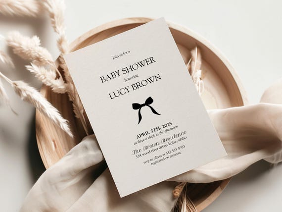 Minimalist Black Bow | Baby Shower Invitations