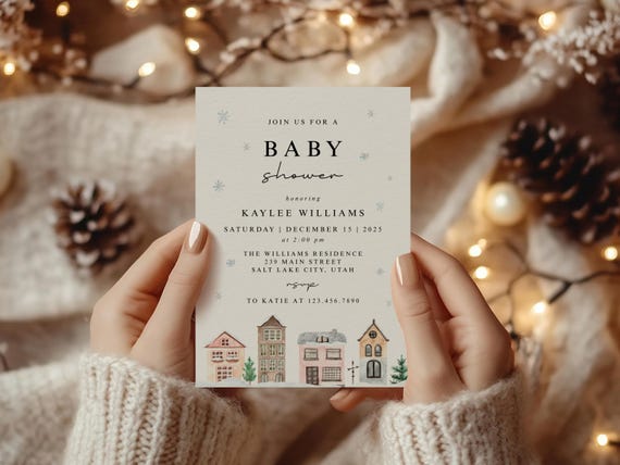 Winter Wonderland Baby Shower Invitations: Printed Holiday Cards
