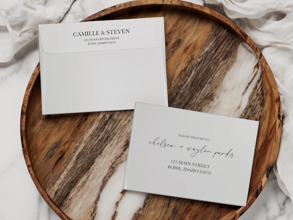 Simple Personalized Elopement Announcement Matching Envelopes | Addressed & Printed