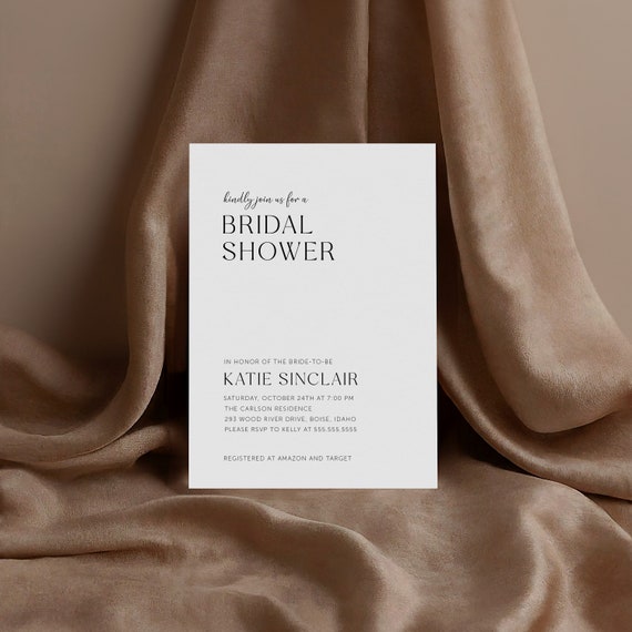 Simple Design | Bridal Shower Invitations | Printed & Shipped