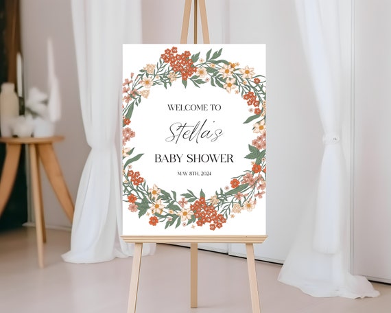 Groovy Floral | Baby Shower Welcome Sign | Printed & Shipped