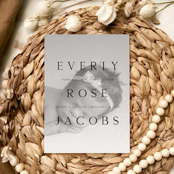 Timeless Birth Announcement | Printed & Shipped