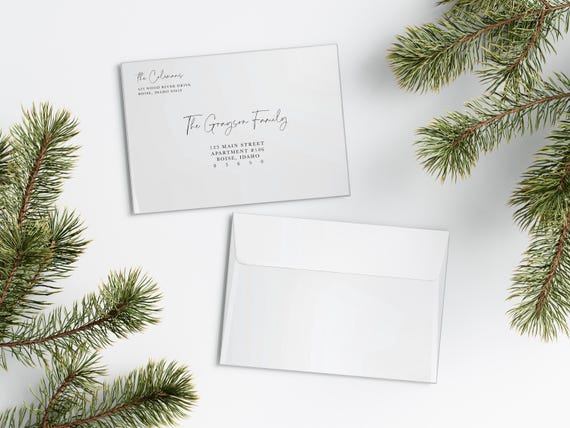 Whimsical Christmas Card Envelopes | Addressed & Printed