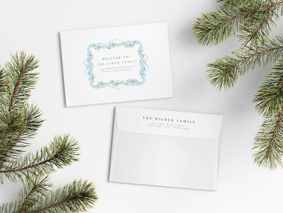 Holiday Garland Design Christmas Card Envelopes | Addressed & Printed