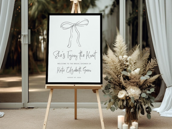 Professionally Printed | She's Tying The Knot | Bridal Shower Welcome Sign