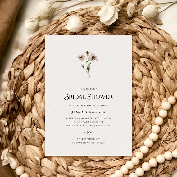 Delicate Flower | Bridal Shower Invitations | Printed & Shipped