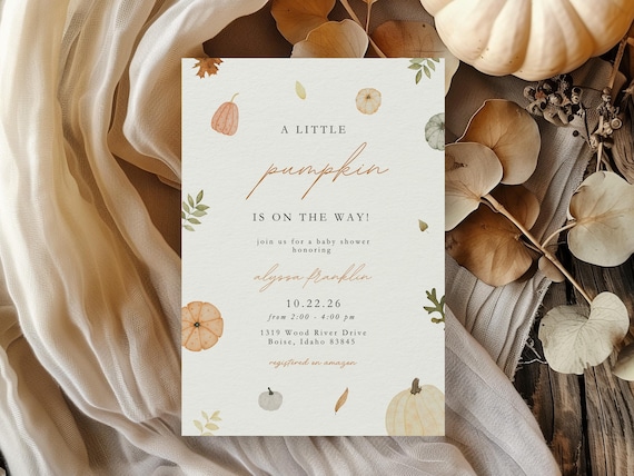 Little Pumpkin Theme | Baby Shower Invitations | Printed & Shipped