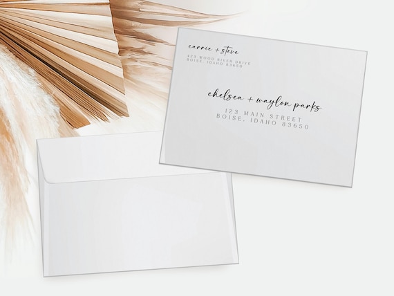 Artistic Elopement Announcement Matching Envelopes | Addressed & Printed