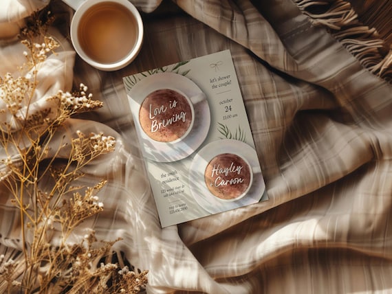 Professionally Printed | Love is Brewing | Bridal Shower Invitations