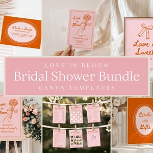 Love in Bloom Bridal Shower Bundle | Editable Canva Templates | Floral Bridal Shower Signs, Games, & Invitations