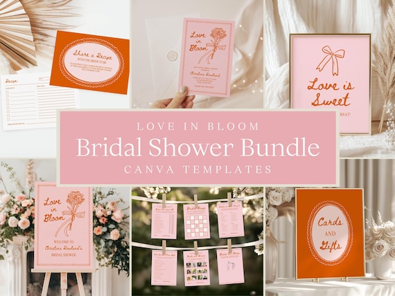 Love in Bloom Bridal Shower Bundle | Editable Canva Templates