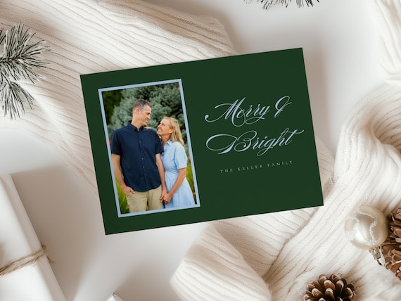Contemporary Green and Blue Christmas Cards | Printed & Shipped