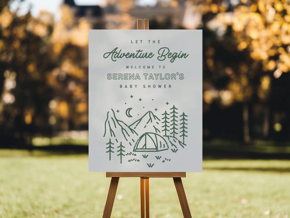 The Adventure Begins | Baby Shower Welcome Sign | Printed & Shipped