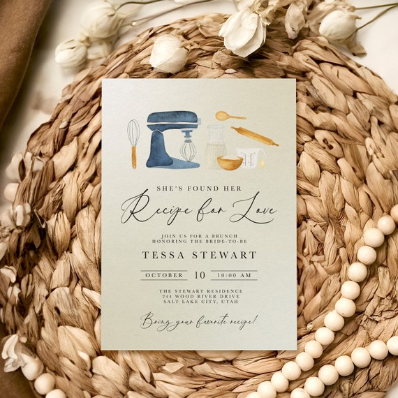 Recipe for Love Theme | Bridal Shower Invitations | Printed & Shipped