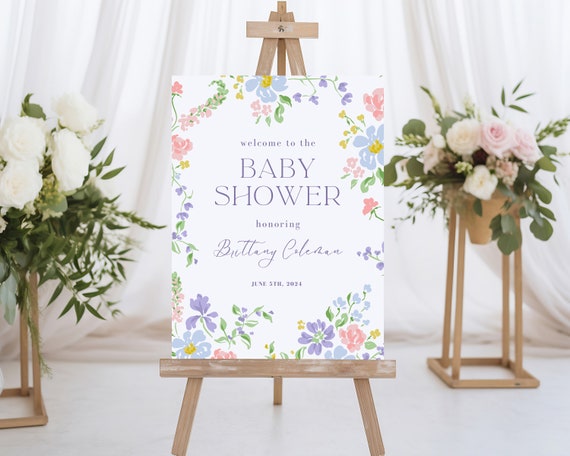 Sweet Floral | Baby Shower Welcome Sign | Printed & Shipped