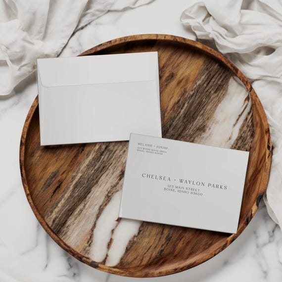 Romantic Elopement Announcement Matching Envelopes | Addressed & Printed