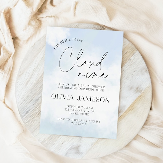 Cloud Nine Theme | Bridal Shower Invitations | Printed & Shipped