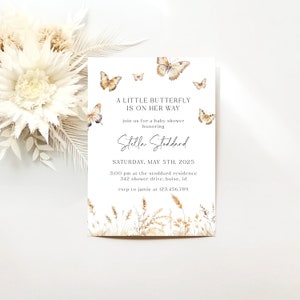 Pequeña mariposa / Invitación de baby shower / Impreso y enviado