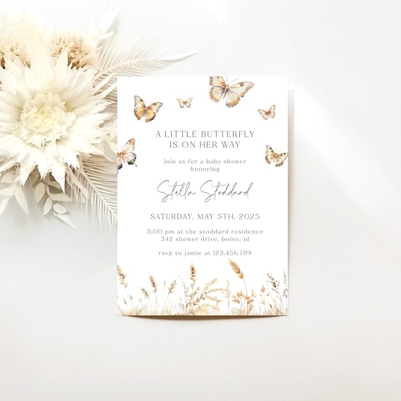 Little Butterfly | Baby Shower Invitation | Printed & Shipped
