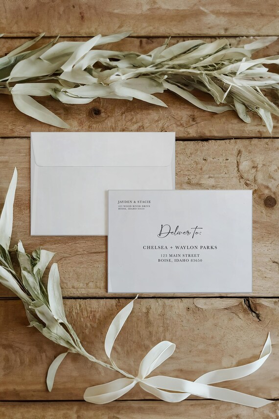Trendy Personalized Elopement Announcement Matching Envelopes | Addressed & Printed