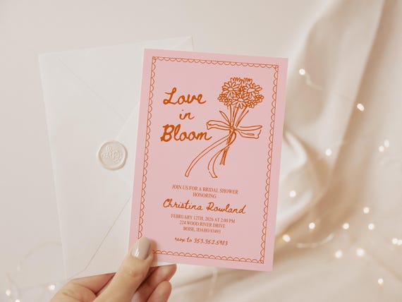 Professionally Printed | Love in Bloom | Bridal Shower Invitations