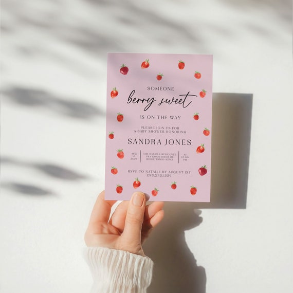Berry Sweet Theme | Baby Shower Invitation | Printed & Shipped