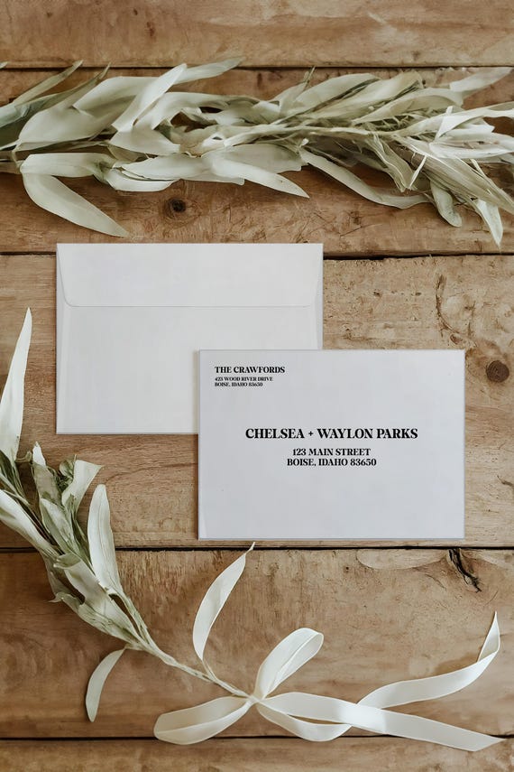 Simple Elopement Announcement Matching Envelopes | Addressed & Printed