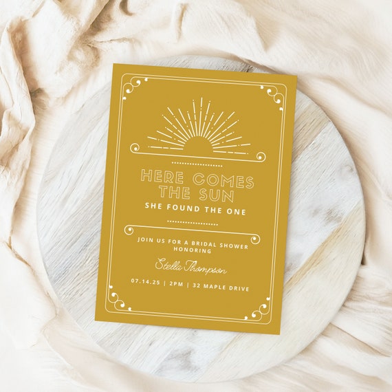 Here Comes the Sun | Bridal Shower Invitations | Printed & Shipped