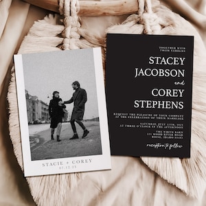 Invitación de boda clásica en blanco y negro / Impresa y enviada