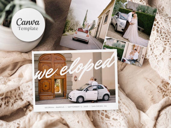 Radiant Style Elopement Announcement | Canva Template