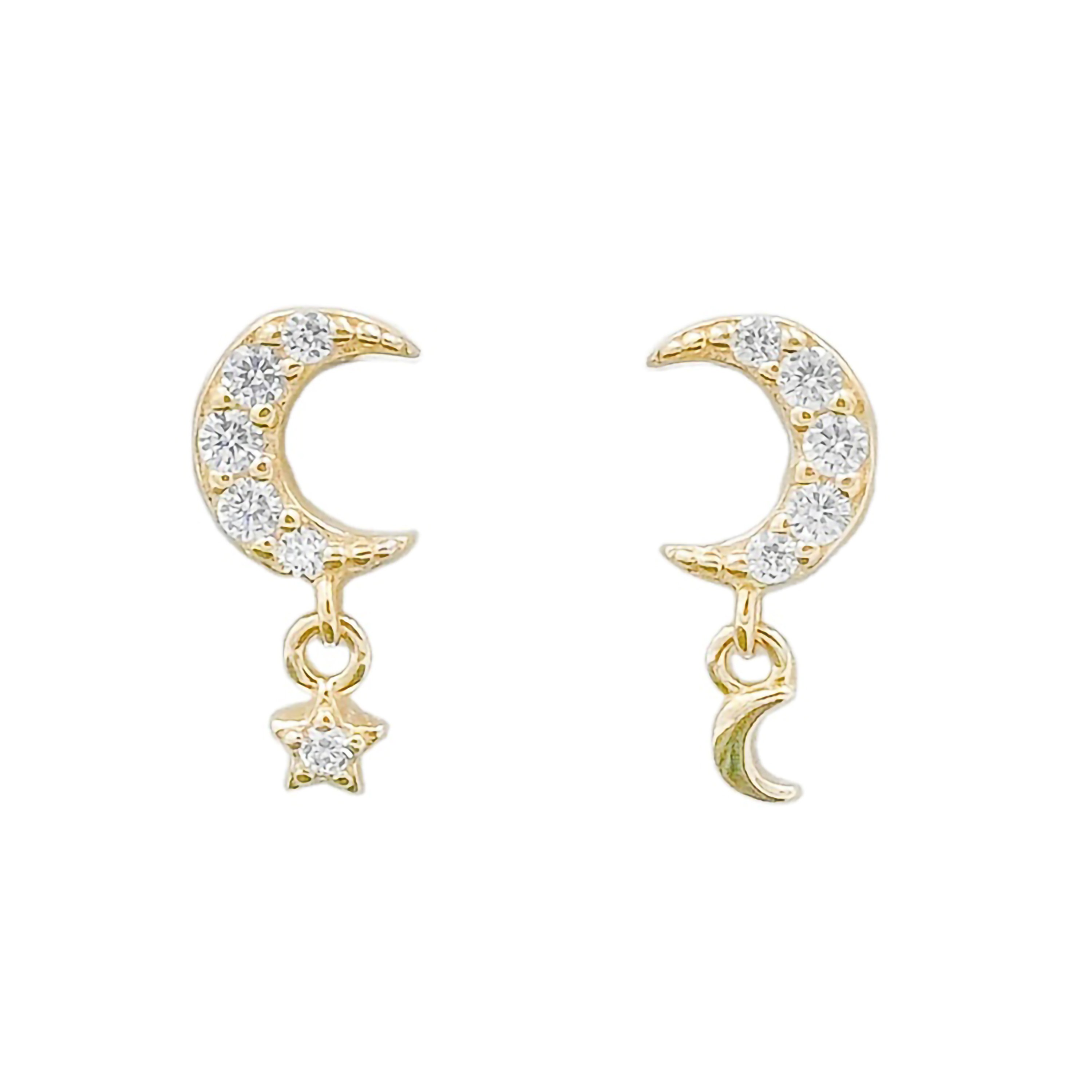 Gold Crescent Moon Stud Earrings Crescent Earrings | Etsy