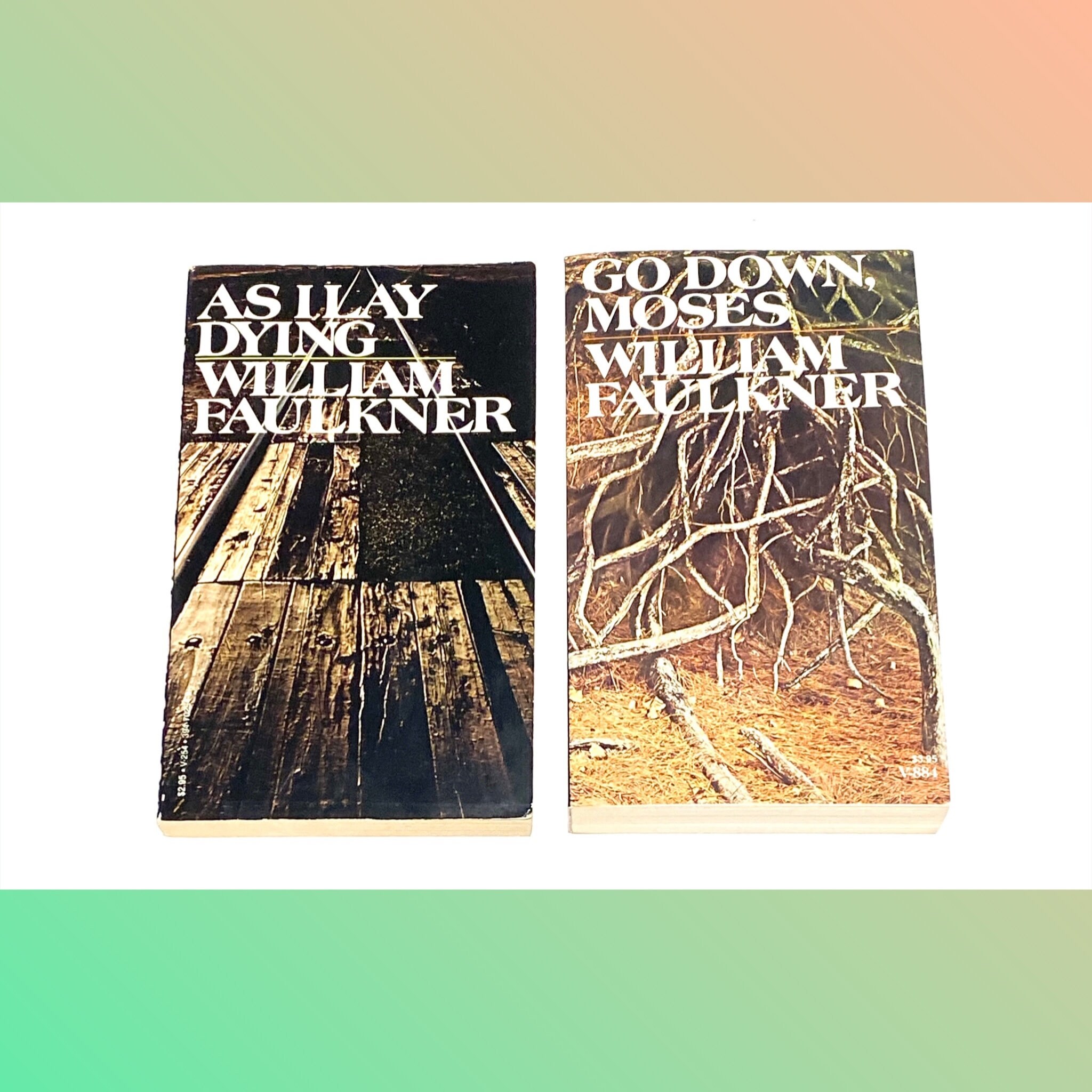 As I Lay Dying & Go Down Moses - William Faulkner - Classic Literature - Vintage Paperback Book lot of 2 - Pre Owned - Very Good Condition