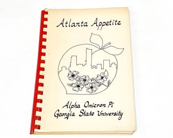 Used Cookbook - Atlanta Appetite  Alpha Omicron Pi Georgia State University - Vintage Used Cookbook , Collectible Recipe Book - PreOwed Good