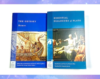 The Odyssey by Homer + Essential Dialogues of Plato - Used Paperback Books - Classic Literature Fiction Lot of 2 - Good