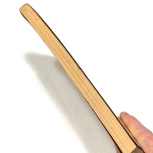 A hand is holding a single, upright book with a visible spine.