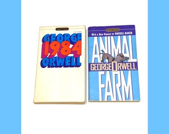 1984 & Animal Farm by George Orwell – Dystopian Classics: Vintage Paperback Book Lot of 2 - PreOwned Good