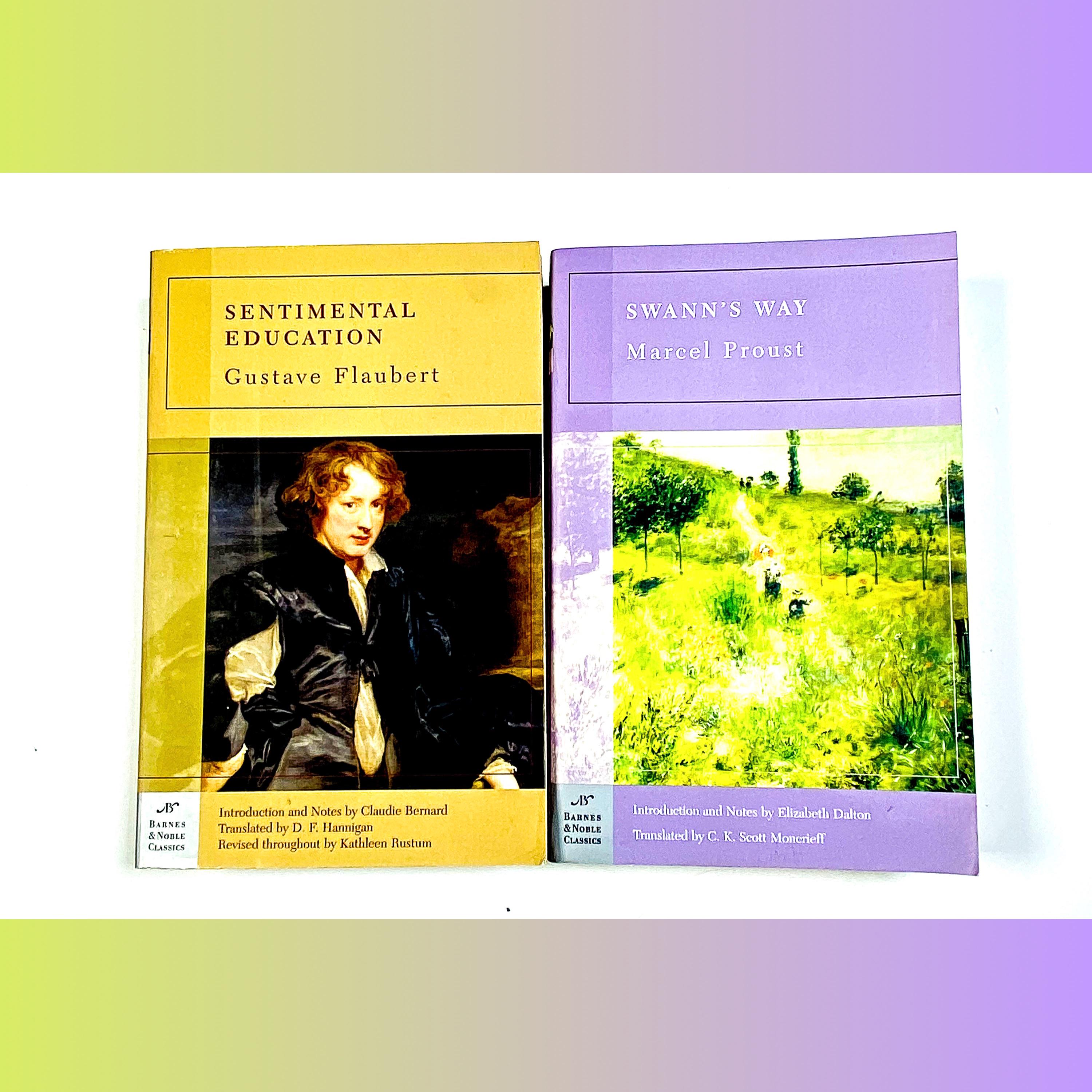 Sentimental Education by Gustave Flaubert + Swann’s Way by Marcel Proust - Used Paperback Books - Classic Literature Lot of 2 - Good