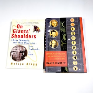 On Giants&#39; Shoulders - Melvyn Bragg - PB - Uncertainty - David Lindley - HC - Lot of 2 Vintage Books - Used Good