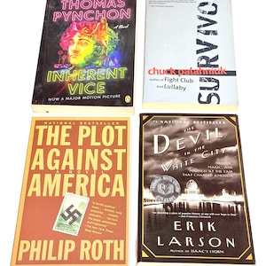 Instant Library - Vintage Paperback Lot of 4 - Inherent Vice - Survivor - Plot Against America - Devil in the White City