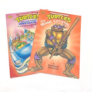 TMNT 'The Magic Crystal & Escape from Dimension X - Vintage Ninja Turtle Adventure Books for Kid - Pre Owned - Good Condition