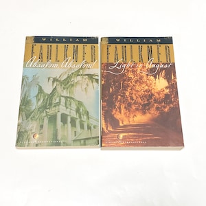 William Faulkner - Absalom Absalom - Light In August - Paperback Lot of 2 - Classic Literature - Contemporary Fiction - Very Good Condition