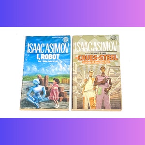 Isaac Asimov - I Robot & Caves of Steel - Vintage Sci Fi Paperback Book lot of 2 - Science Fiction - Pre-Owned Used - Very Good Condition